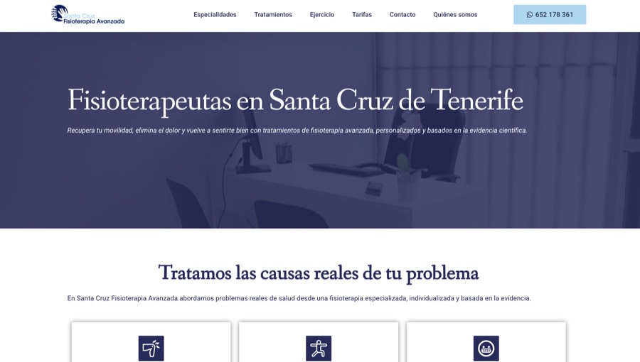 Sitio web diseñado para Santa Cruz Fisioterapia Avanzada