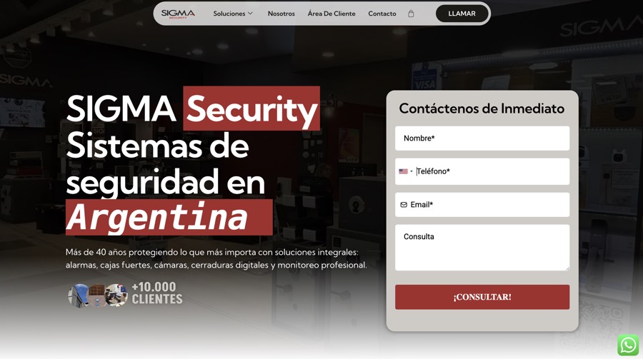 Sitio web diseñado para Sigma Security, sistemas de seguridad