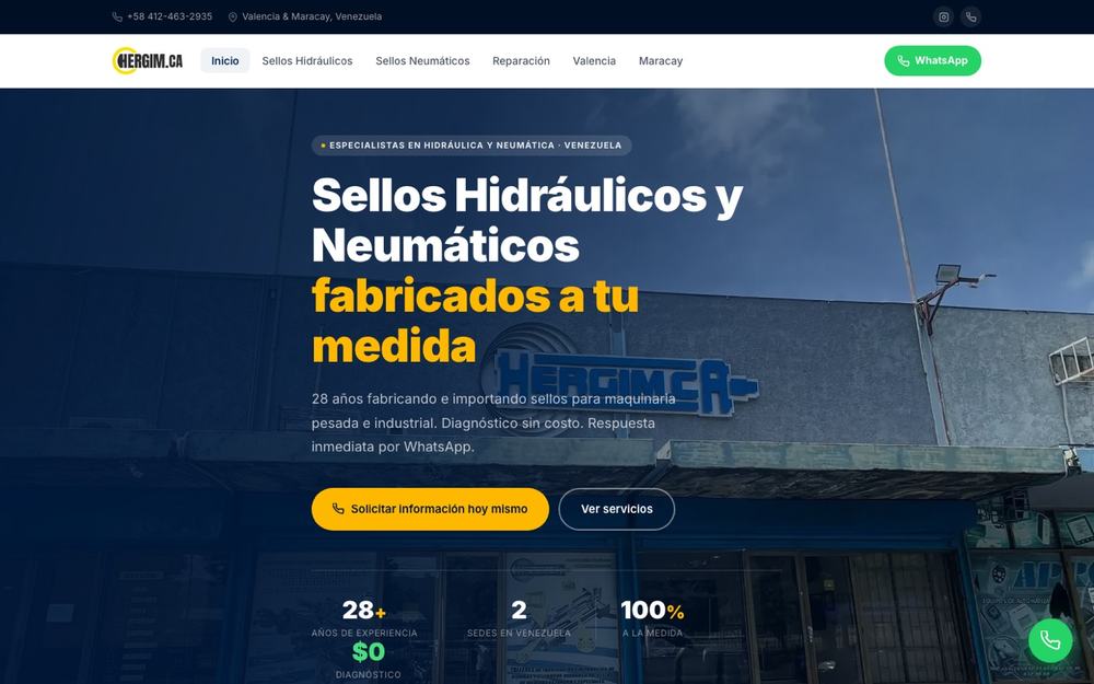 Captura del sitio web Hergimca, creado y posicionado por GodoyPnt