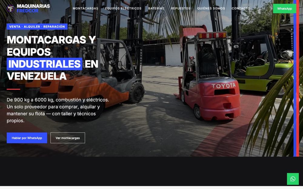 Captura del sitio web Maquinarias Fredcor, creado y posicionado por GodoyPnt